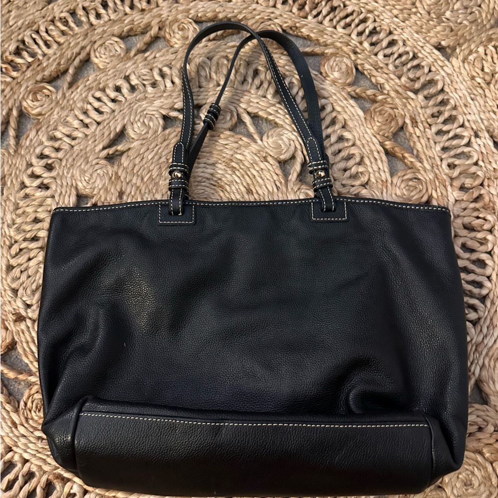 Dooney & Bourke Black Textured Leather Tote Shoulderbag Satchel Handbag - Picture 3 of 11